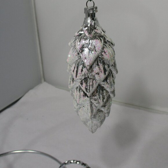Made In W Germany Silver Pinecone Christmas Holiday Tree Ornament - Picture 6 of 6